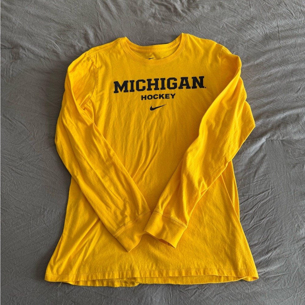 Nike Yellow Michigan Hockey Long Sleeve Tee